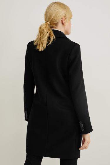 Donna - Cappotto con spalle imbottite - misto lana - nero