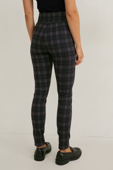 Donna - Pantaloni in jersey - da materiali riciclati - a quadri - nero