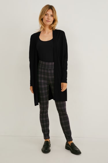 Donna - Pantaloni in jersey - da materiali riciclati - a quadri - nero