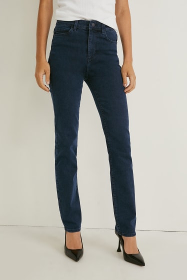Dámské - Straight jeans - high waist - LYCRA® - džíny - tmavomodré