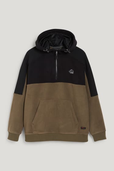 Men - Fleece hoodie - THERMOLITE® EcoMade - recycled - dark brown