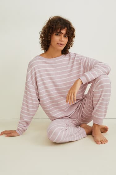 Donna - Pigiama - a righe - bianco / rosa