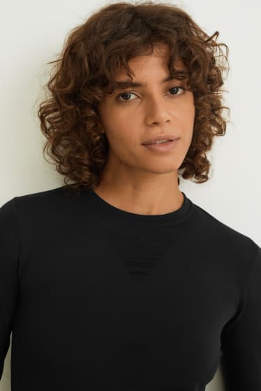 Damen - Thermo-Unterziehshirt - seamless - schwarz