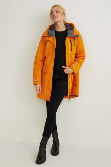 Dames - Functionele jas met capuchon - oranje