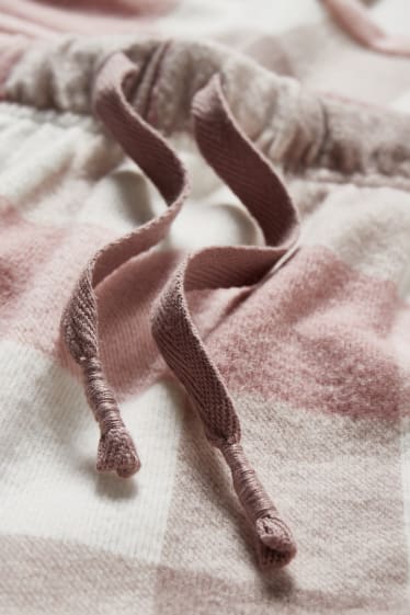 Donna - Pantaloni pigiama - a quadretti - bianco / rosa