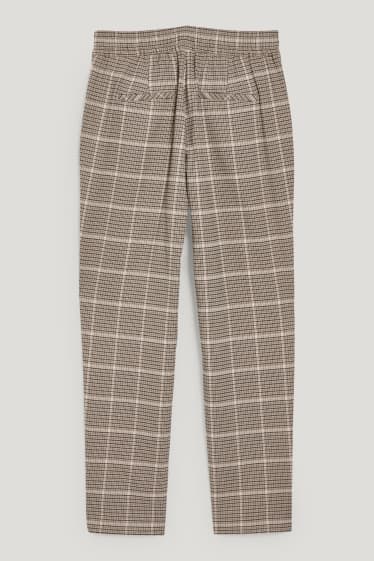 Femmes - Pantalon en toile - mid waist - coupe fuselée - à carreaux - gris / beige