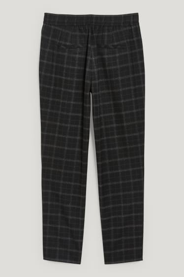 Donna - Pantaloni di stoffa - vita media - tapered fit - a quadretti - nero