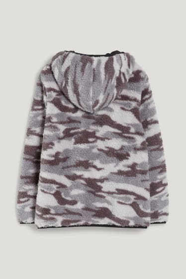 Bambini: - Giacca in pelo teddy con cappuccio - fantasia - grigio melange