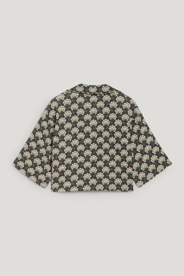 Esclusiva online - CLOCKHOUSE - blusa dal taglio corto - a fiori - marrone
