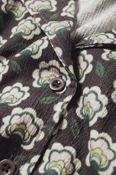 Esclusiva online - CLOCKHOUSE - blusa dal taglio corto - a fiori - marrone