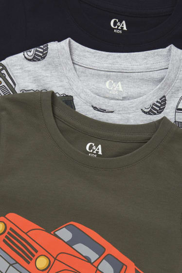 Garçons - Lot de 3 - hauts à manches longues - vert / gris