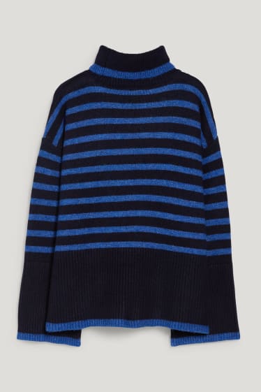 Dames - Coltrui - gerecyclede stof - met strepen - donkerblauw
