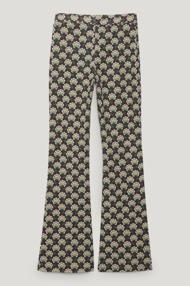 Exklusiv Online - CLOCKHOUSE - Jersey-Hose - Flared - geblümt - braun