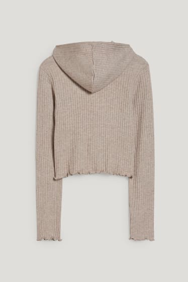 Clockhouse femme - CLOCKHOUSE - gilet de maille à capuche - beige chiné
