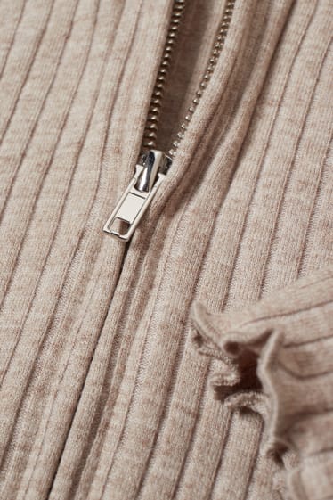 Clockhouse femme - CLOCKHOUSE - gilet de maille à capuche - beige chiné