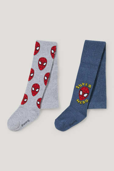 Garçons - Lot de 2 - Spider-Man - collants - bleu foncé / gris