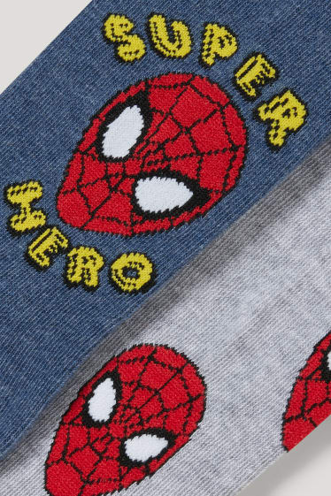 Garçons - Lot de 2 - Spider-Man - collants - bleu foncé / gris