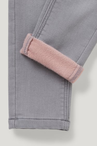 Toddler Girls - Eenhoorn - skinny jeans - thermojeans - jeanslichtgrijs