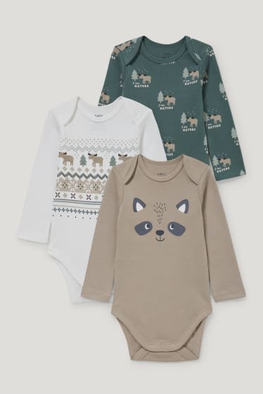 Baby Boys - Wielopak, 3 szt. - body niemowlęce - beżowy