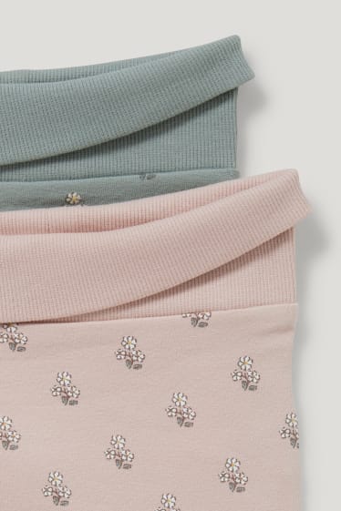 Bébé filles - Lot de 2 - leggings chauds pour bébé - motif floral - vert / rose