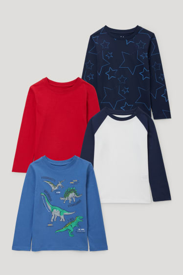 Garçons - Lot de 4 - hauts à manches longues - bleu