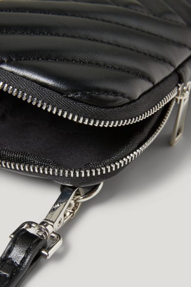 Femmes - Pochette pour téléphone portable - similicuir - noir