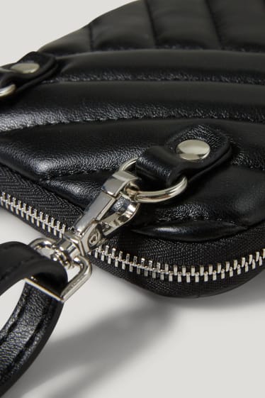 Femmes - Pochette pour téléphone portable - similicuir - noir