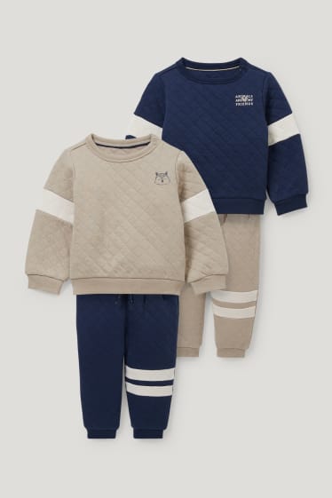 Exklusiv Online - Set - 2 Baby-Sweatshirts und 2 -Jogginghosen - 4 teilig - dunkelblau