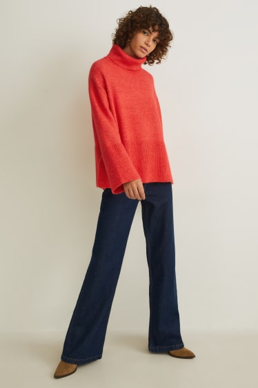 Mujer - Jersey de cuello vuelto - rojo jaspeado