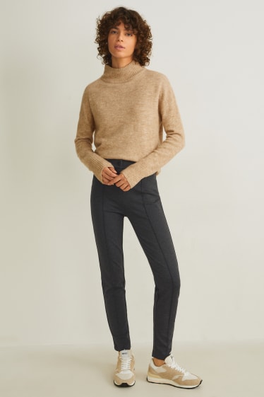 Damen - Jersey-Hose - Skinny Fit - dunkelgrau-melange
