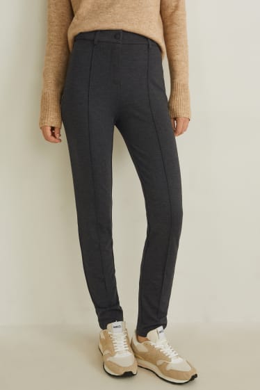 Damen - Jersey-Hose - Skinny Fit - dunkelgrau-melange