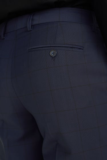 Mężczyźni - Spodnie modułowe - slim fit - LYCRA® - w kratę - ciemnoniebieski