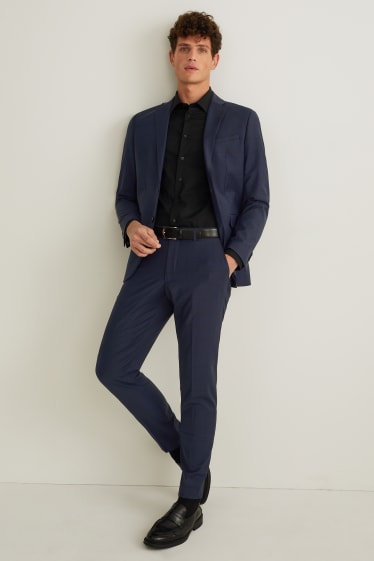 Hombre - Pantalón de vestir - colección modular - slim fit - LYCRA® - de cuadros - azul oscuro