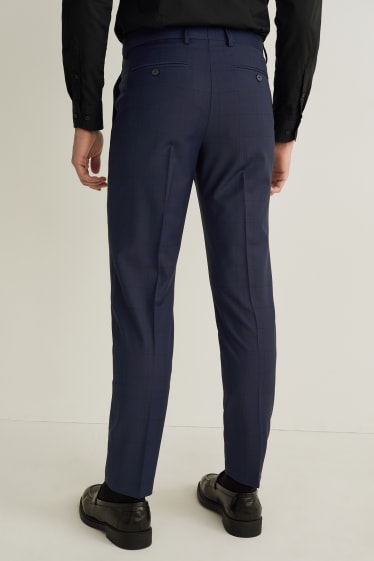 Uomo - Pantaloni coordinabili - slim fit - LYCRA® - a quadretti - blu scuro