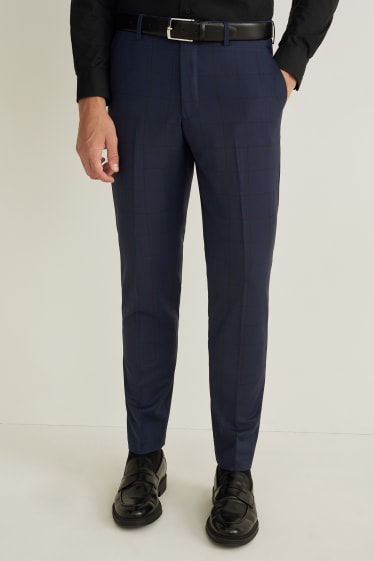 Uomo - Pantaloni coordinabili - slim fit - LYCRA® - a quadretti - blu scuro