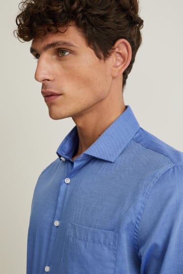 Bărbați - Cămașă office - slim fit - guler italian - ușor de călcat - albastru