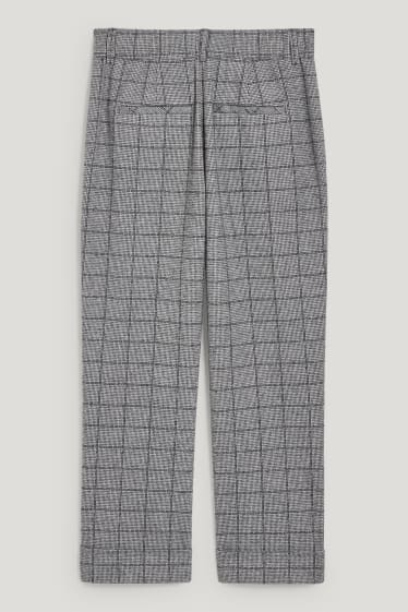 Damen - Stoffhose - High Waist - Tapered Fit - kariert - grau / schwarz