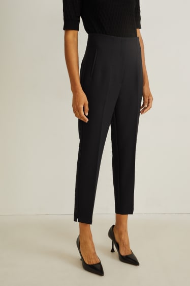 Damen - Stoffhose - Mid Waist - Slim Fit - recycelt - schwarz