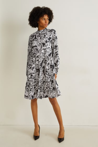 Dames - A-lijn-jurk - met patroon - zwart / wit