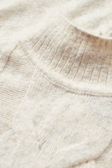 Femmes - Robe en maille - motif tressé - blanc-chiné