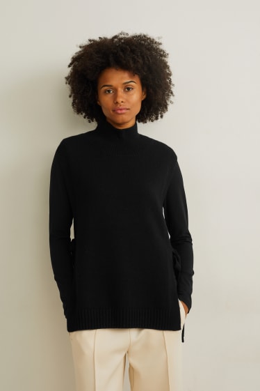 Femmes - Poncho en cachemire mélangé - noir