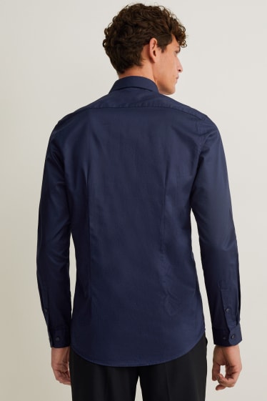Bărbați - Cămașă office - slim fit - guler italian - ușor de călcat - albastru închis