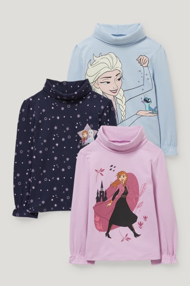 Filles - Lot de 3 - La Reine des Neiges - haut à col roulé - bleu clair
