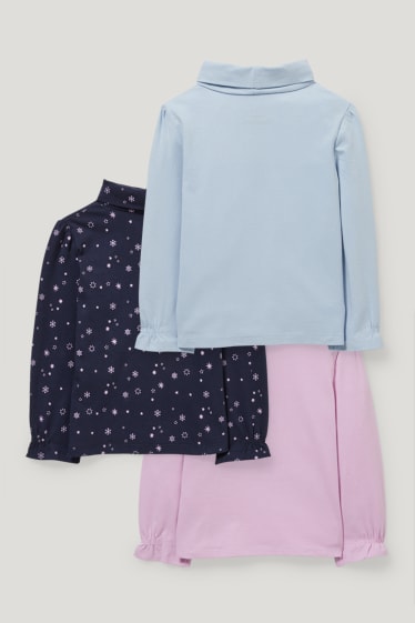 Filles - Lot de 3 - La Reine des Neiges - haut à col roulé - bleu clair