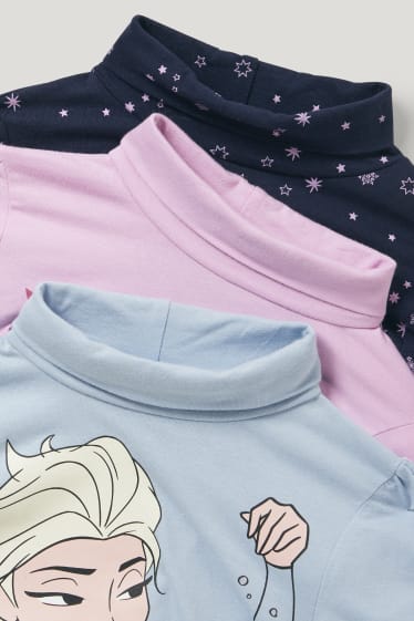 Filles - Lot de 3 - La Reine des Neiges - haut à col roulé - bleu clair