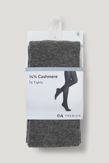 Damen - Strumpfhose mit Kaschmir-Anteil - grau-melange