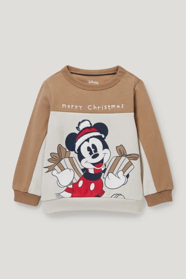 Baby Boys - Mickey Mouse - baby-sweatshirt voor de kerst - beige-mix