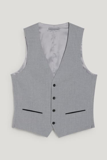 Pánské - Obleková vesta - slim fit - Flex - LYCRA® - světle šedá-žíhaná