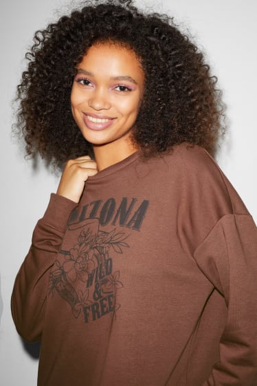 Exclu web - CLOCKHOUSE - robe en molleton - marron