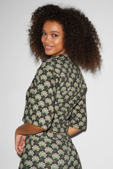 Esclusiva online - CLOCKHOUSE - blusa dal taglio corto - a fiori - marrone